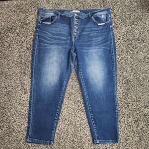 Kancan Hi Rise Button Fly Skinny Jean Womens 24 Stretch Faded Front 25.5" Inseam